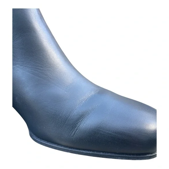 Gianvito Rossi Square-Toe Chelsea Booties Black Leather Block Heel Sz 36